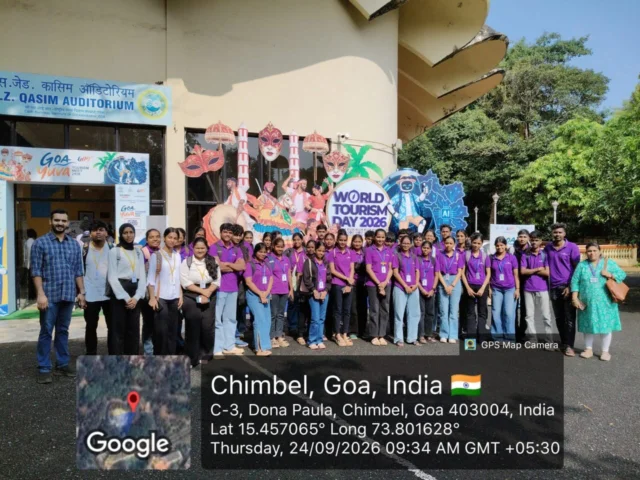 Goa Yuva Tourism Meet 2026 🌴
43 students and 2 faculty members from our college participated in the Goa Yuva Tourism Meet 2026, organised by the Department of Tourism, Government of Goa, at NIO Auditorium, Dona Paula, Goa, on 24th September 2026. #goayuvatourismmeet #goa #mescollegegoa #mesvasantjoshicollege #deptoftourismgoa