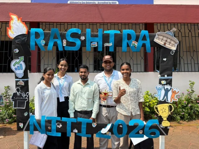 Mr. Amit Singh Yadav, student of FYBA Political Science secured 2nd Place in the Parliamentary Speech Competition at Rashtra Niti 2026, an Intercollegiate Youth Political Conclave organized by The CES College of Arts and Commerce, Cuncolim, Salcete, Goa on 1st Oct 2026.