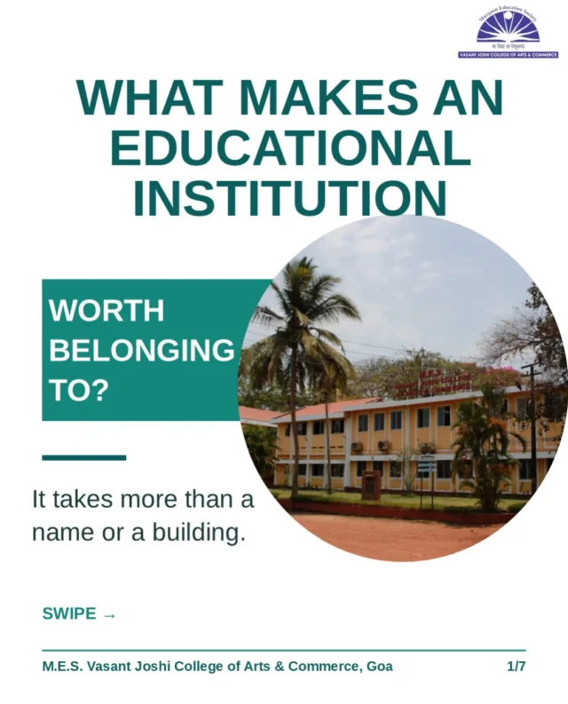 What makes an educational institution meaningful?
Is it the purpose that guides it?
The people who make learning possible?
The opportunities to explore and grow?
Or the values that connect education with society?
There is no single answer.
Every student, parent, teacher and alumnus may see it differently.
WHAT MATTERS MOST TO YOU?
Comment with A, B, C, D or E.
Save this carousel for reflection and share it
with someone who believes education can make a difference.#mescollegegoa #PurposeOfEducation #HigherEducation
#StudentDevelopment #EducationMatters GoaEducation